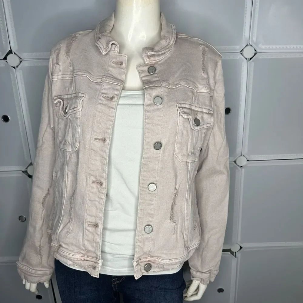 Dear John Relaxed Annie Distressed Denim Jean Jacket Size Large